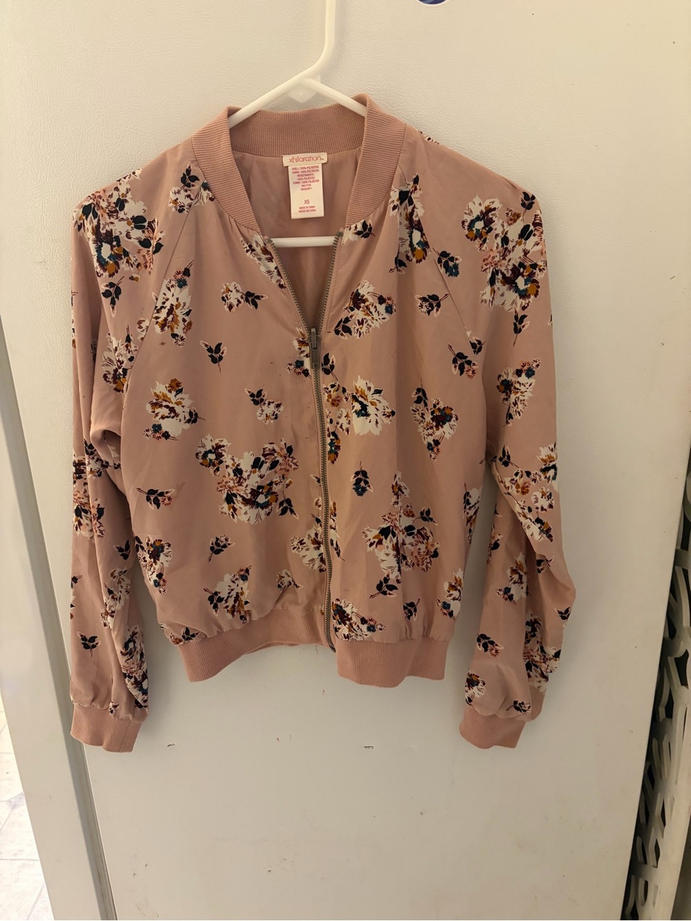 Y2K Xhilaration Dusty Rose Floral Bomber Jacket